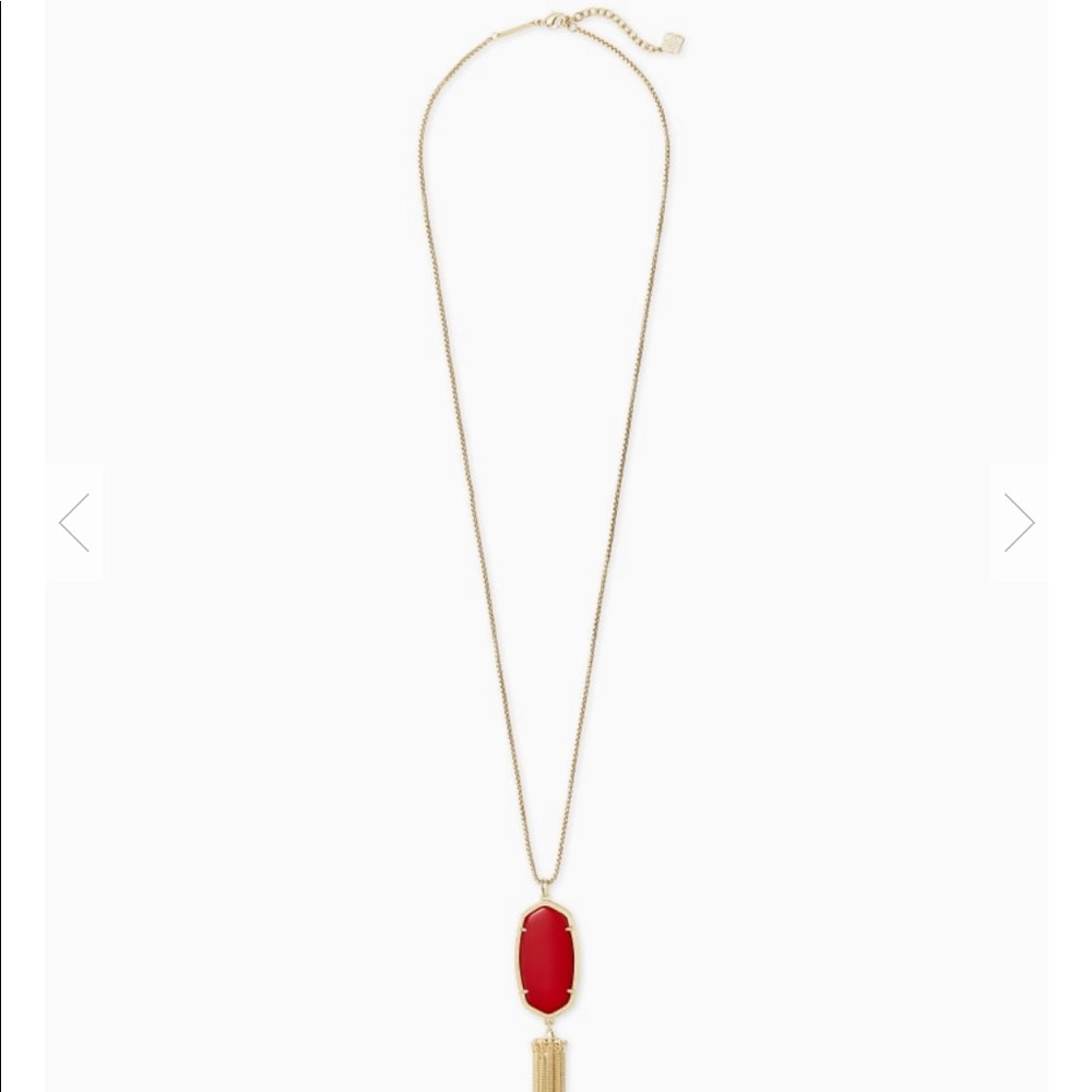 Kendra Scott Rayne Gold Necklace In Bright Red